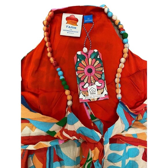 FARM Rio Red and Orange Jumpsuit with Artistic Flair - Picture 5 of 7